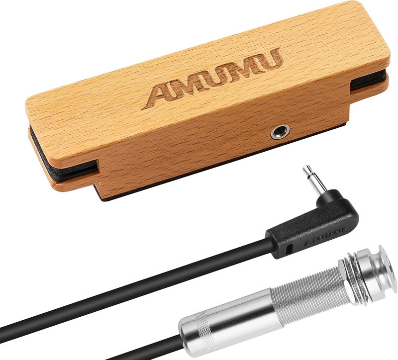 Amumu SP31 Woody Magnetic Soundhole Pickup with Rare Earth Neodymium Magnet for Steel String Acoustic Guitars – Single Coil, Passive, Battery-Free, Clear & Balanced Acoustic Tone - Image 1